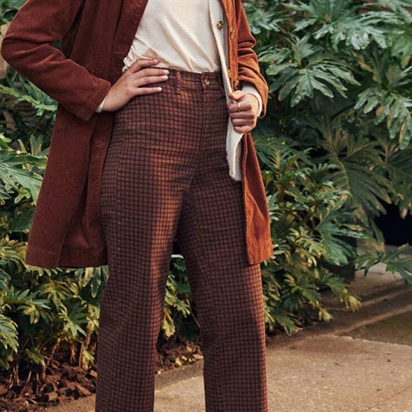Marine Layer Rust Plaid Cropped Pants - Picture 6 of 15